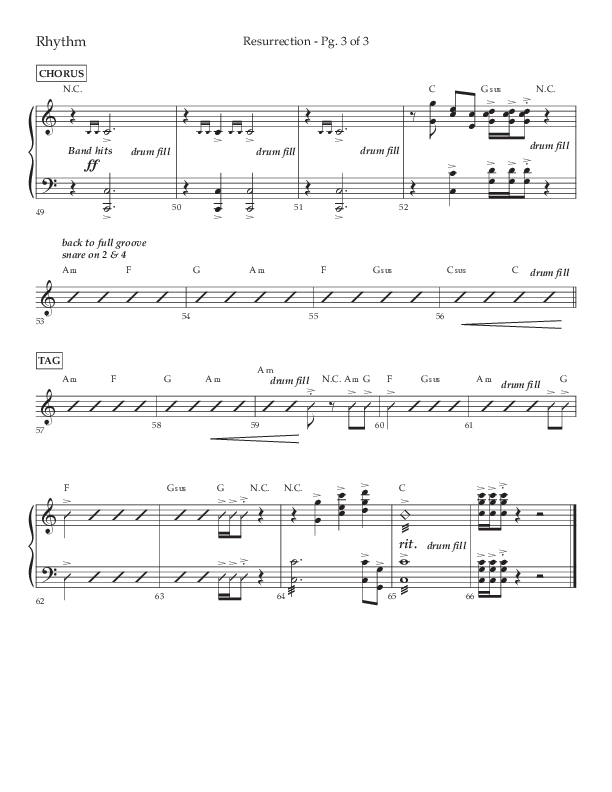 Resurrection (Choral Anthem SATB) Rhythm Chart (Lifeway Choral / Arr. Russell Mauldin)