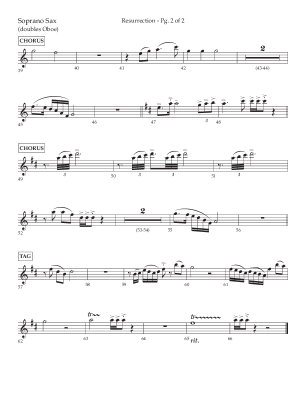 Resurrection (Choral Anthem SATB) Soprano Sax (Lifeway Choral / Arr. Russell Mauldin)