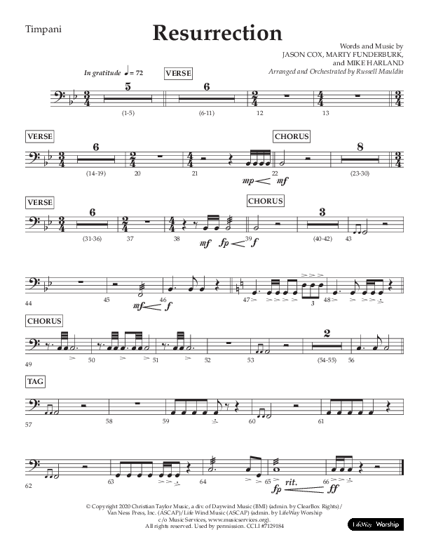 Resurrection (Choral Anthem SATB) Timpani (Lifeway Choral / Arr. Russell Mauldin)
