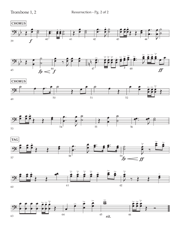 Resurrection (Choral Anthem SATB) Trombone 1/2 (Lifeway Choral / Arr. Russell Mauldin)