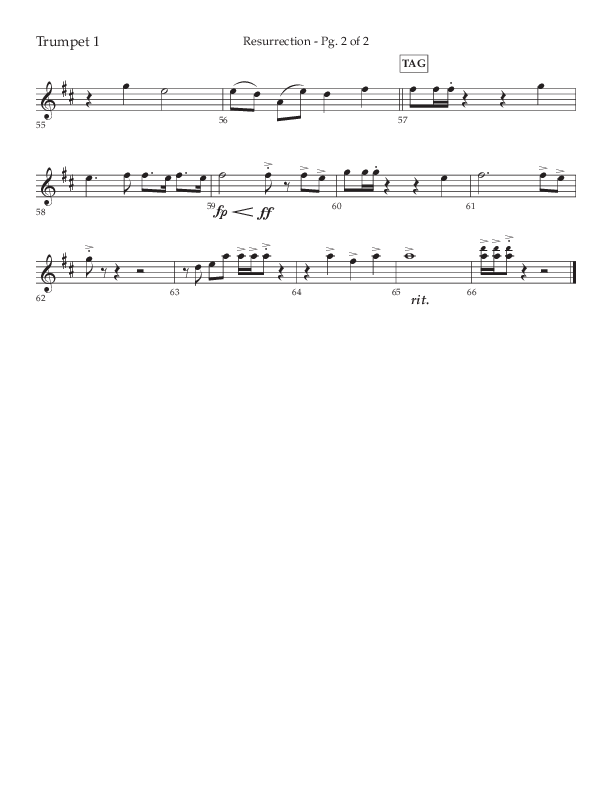 Resurrection (Choral Anthem SATB) Trumpet 1 (Lifeway Choral / Arr. Russell Mauldin)