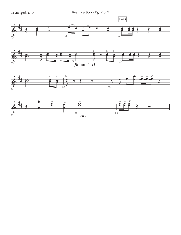 Resurrection (Choral Anthem SATB) Trumpet 2/3 (Lifeway Choral / Arr. Russell Mauldin)