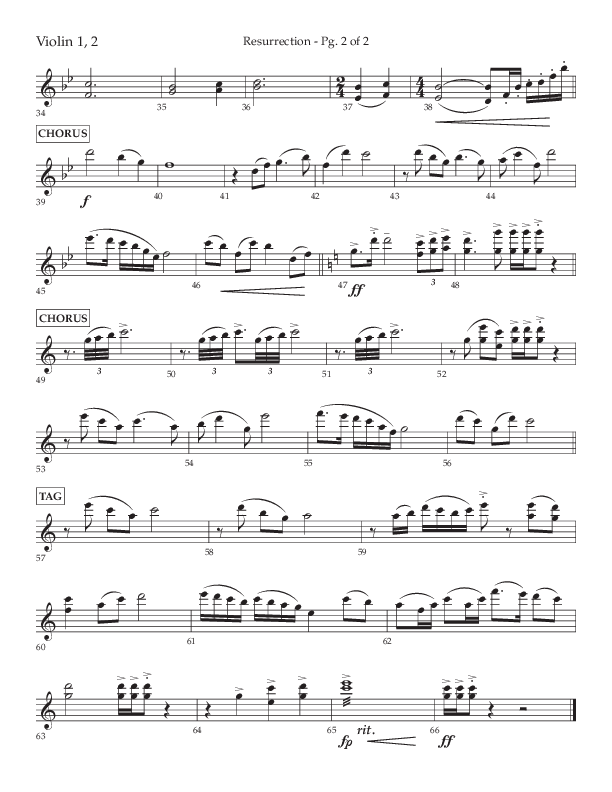 Resurrection (Choral Anthem SATB) Violin 1/2 (Lifeway Choral / Arr. Russell Mauldin)
