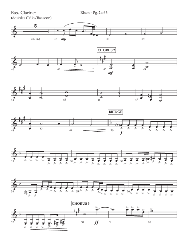 Risen (Choral Anthem SATB) Bass Clarinet (Lifeway Choral / Arr. Craig Adams / Arr. Ken Barker / Arr. Danny Zaloudik)