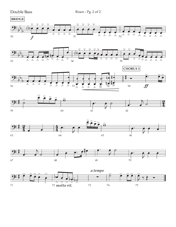 Risen (Choral Anthem SATB) Double Bass (Lifeway Choral / Arr. Craig Adams / Arr. Ken Barker / Arr. Danny Zaloudik)