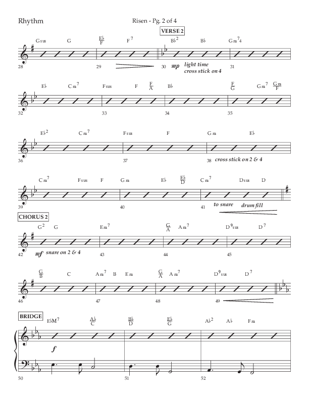 Risen (Choral Anthem SATB) Rhythm Chart (Lifeway Choral / Arr. Craig Adams / Arr. Ken Barker / Arr. Danny Zaloudik)