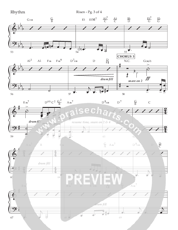 Risen (Choral Anthem SATB) Lead Melody & Rhythm (Lifeway Choral / Arr. Craig Adams / Arr. Ken Barker / Arr. Danny Zaloudik)