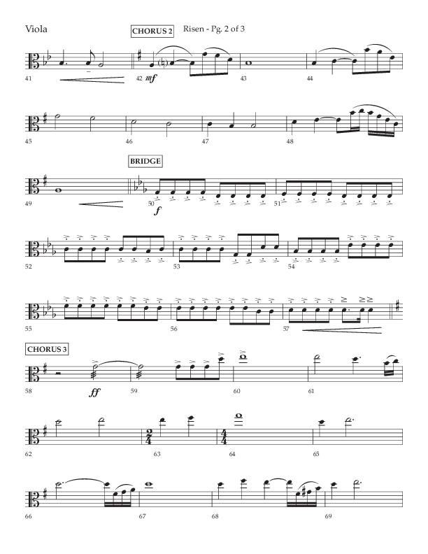 Risen (Choral Anthem SATB) Viola (Lifeway Choral / Arr. Craig Adams / Arr. Ken Barker / Arr. Danny Zaloudik)