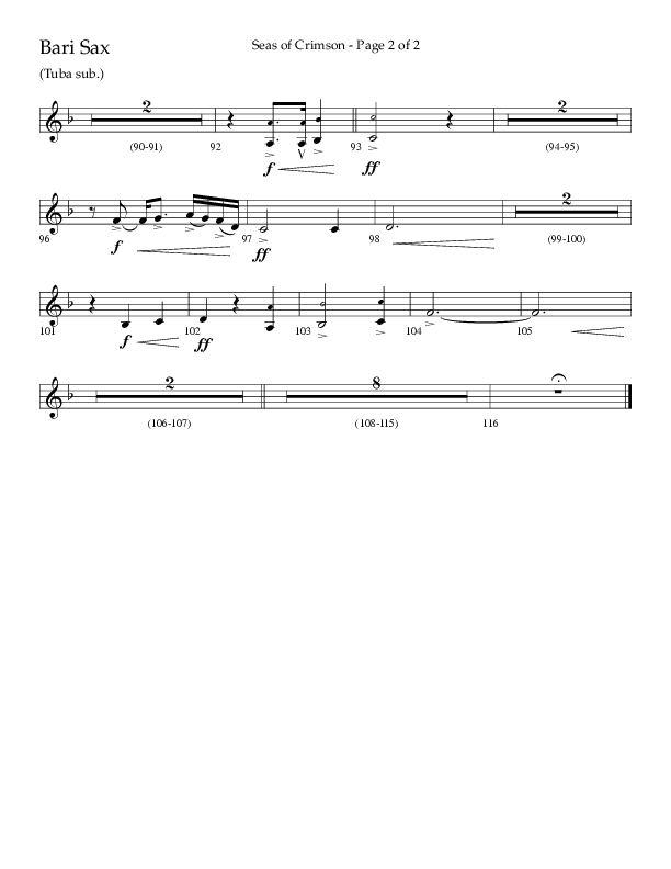Seas Of Crimson (Choral Anthem SATB) Bari Sax (Lifeway Choral / Arr. Cliff Duren)