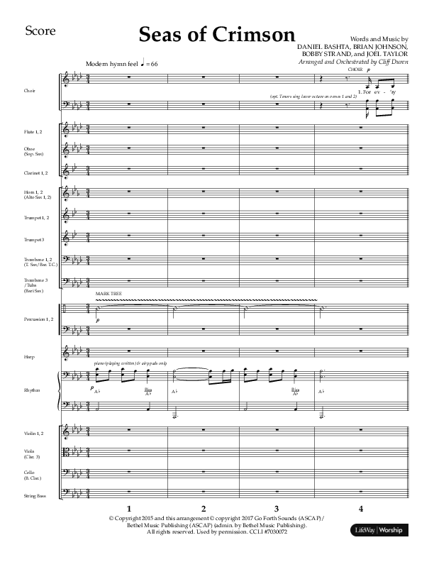 Seas Of Crimson (Choral Anthem SATB) Orchestration (Lifeway Choral / Arr. Cliff Duren)