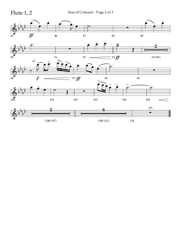 Seas Of Crimson (Choral Anthem SATB) Flute 1/2 (Lifeway Choral / Arr. Cliff Duren)