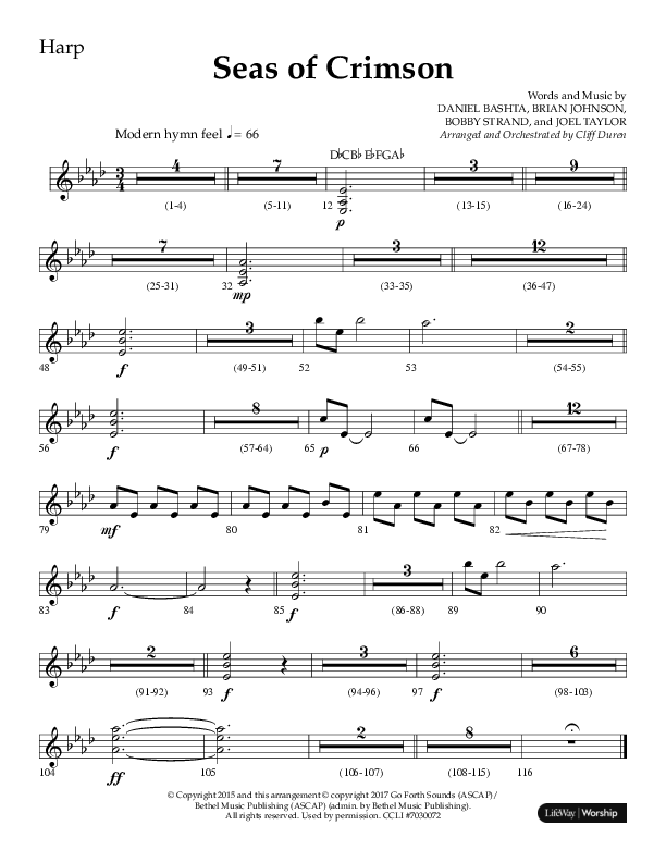 Seas Of Crimson (Choral Anthem SATB) Harp (Lifeway Choral / Arr. Cliff Duren)