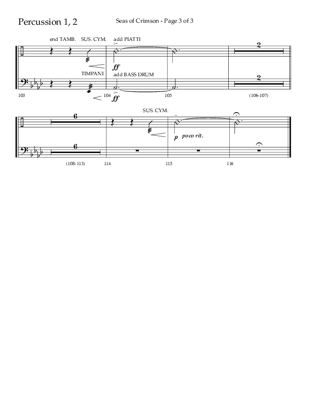 Seas Of Crimson (Choral Anthem SATB) Percussion 1/2 (Lifeway Choral / Arr. Cliff Duren)