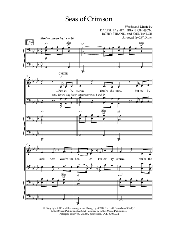 Seas Of Crimson (Choral Anthem SATB) Anthem (SATB/Piano) (Lifeway Choral / Arr. Cliff Duren)