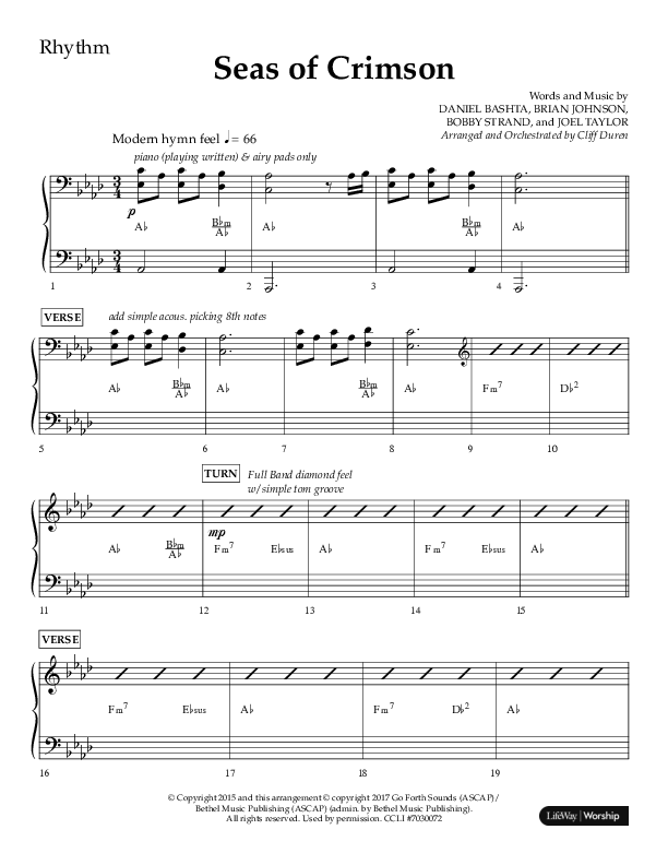 Seas Of Crimson (Choral Anthem SATB) Rhythm Chart (Lifeway Choral / Arr. Cliff Duren)