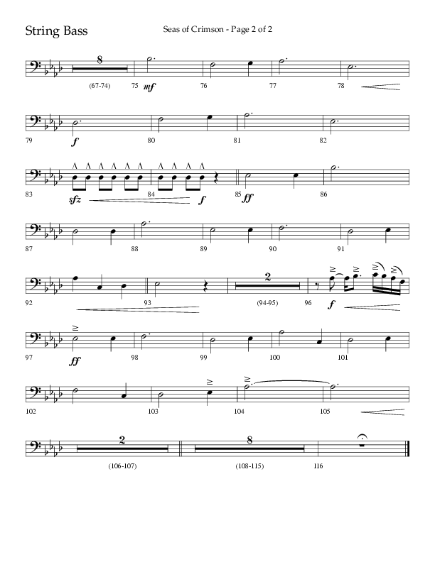 Seas Of Crimson (Choral Anthem SATB) String Bass (Lifeway Choral / Arr. Cliff Duren)