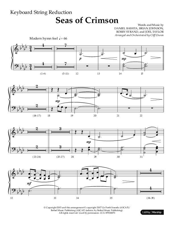 Seas Of Crimson (Choral Anthem SATB) String Reduction (Lifeway Choral / Arr. Cliff Duren)