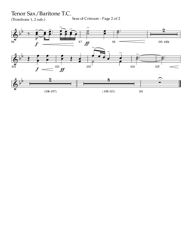 Seas Of Crimson (Choral Anthem SATB) Tenor Sax/Baritone T.C. (Lifeway Choral / Arr. Cliff Duren)