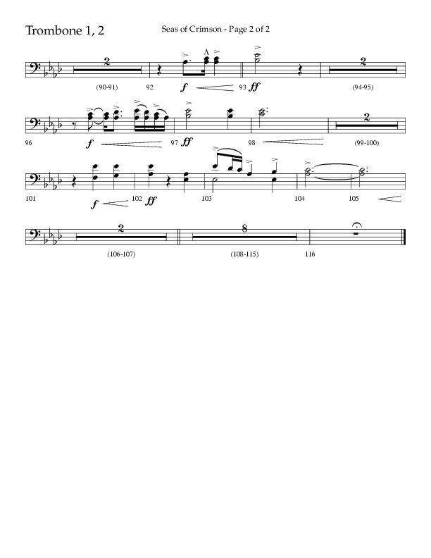 Seas Of Crimson (Choral Anthem SATB) Trombone 1/2 (Lifeway Choral / Arr. Cliff Duren)