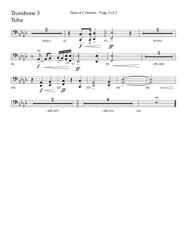 Seas Of Crimson (Choral Anthem SATB) Trombone 3/Tuba (Lifeway Choral / Arr. Cliff Duren)
