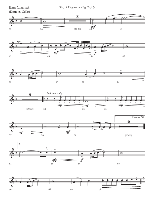 Shout Hosanna (Choral Anthem SATB) Bass Clarinet (Lifeway Choral / Arr. Craig Adams / Arr. Ken Barker / Arr. Danny Zaloudik / Orch. David Shipps)