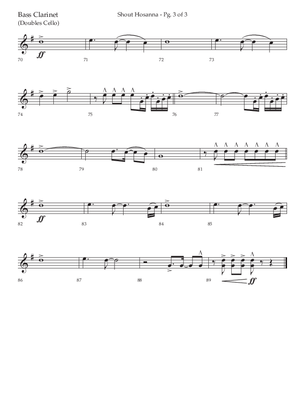 Shout Hosanna (Choral Anthem SATB) Bass Clarinet (Lifeway Choral / Arr. Craig Adams / Arr. Ken Barker / Arr. Danny Zaloudik / Orch. David Shipps)