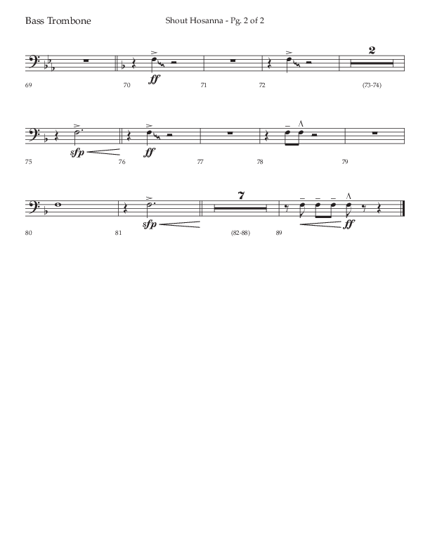 Shout Hosanna (Choral Anthem SATB) Bass Trombone (Lifeway Choral / Arr. Craig Adams / Arr. Ken Barker / Arr. Danny Zaloudik / Orch. David Shipps)