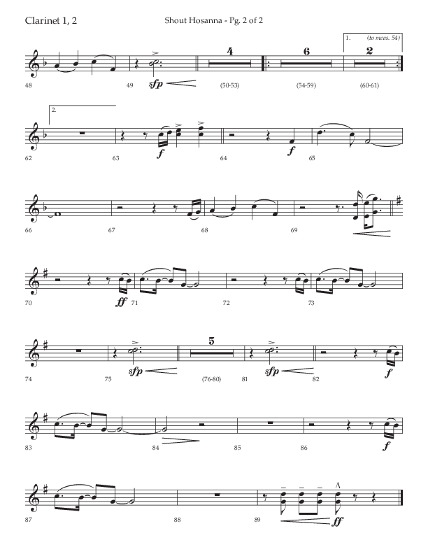 Shout Hosanna (Choral Anthem SATB) Clarinet 1/2 (Lifeway Choral / Arr. Craig Adams / Arr. Ken Barker / Arr. Danny Zaloudik / Orch. David Shipps)