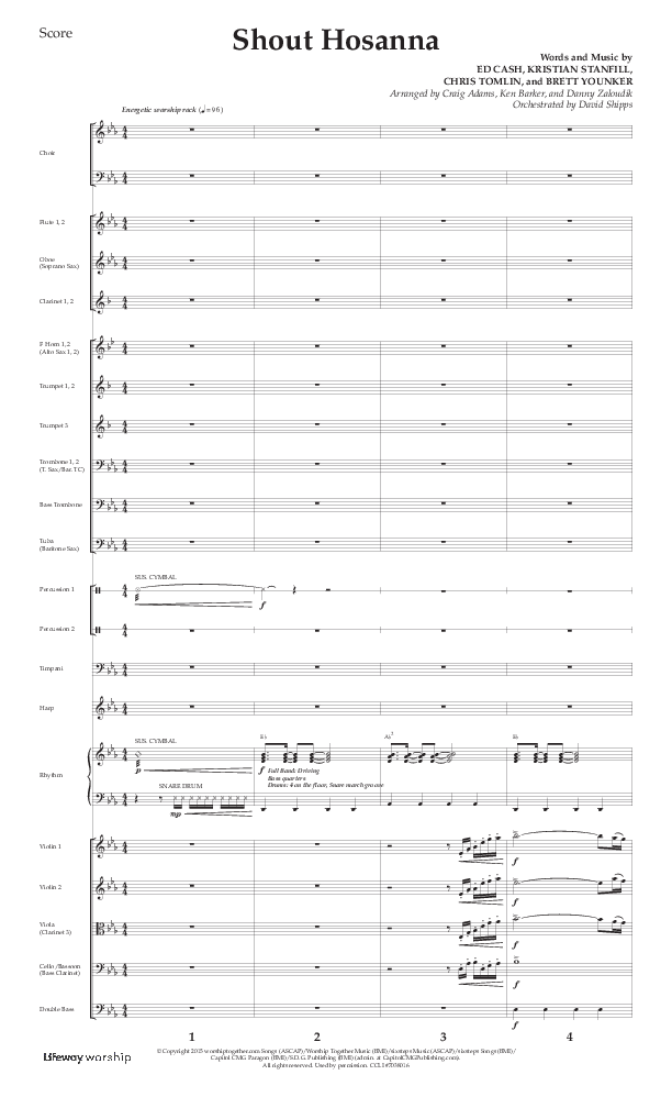 Shout Hosanna (Choral Anthem SATB) Conductor's Score (Lifeway Choral / Arr. Craig Adams / Arr. Ken Barker / Arr. Danny Zaloudik / Orch. David Shipps)