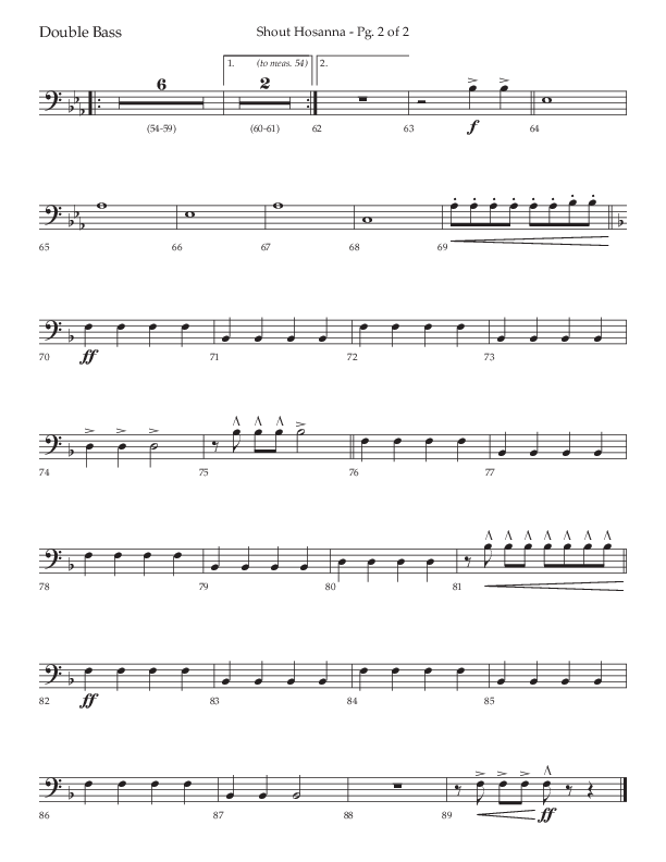 Shout Hosanna (Choral Anthem SATB) Double Bass (Lifeway Choral / Arr. Craig Adams / Arr. Ken Barker / Arr. Danny Zaloudik / Orch. David Shipps)