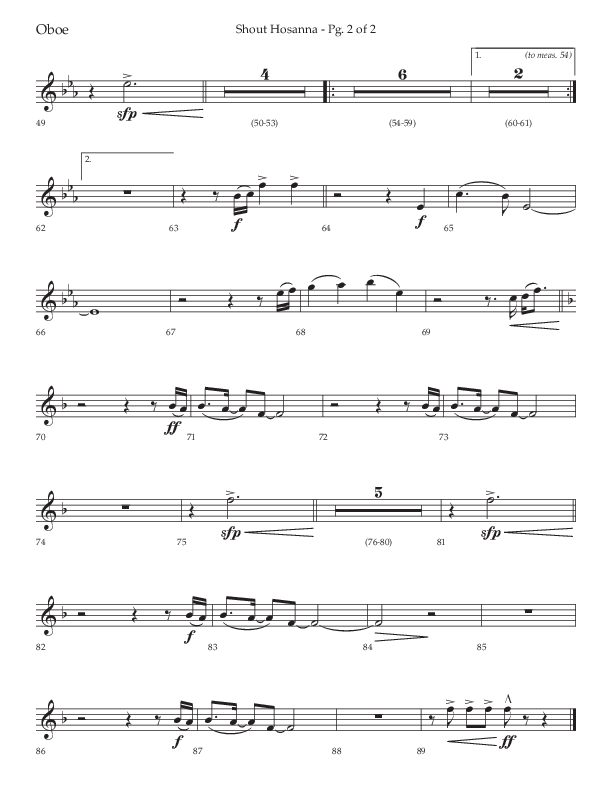 Shout Hosanna (Choral Anthem SATB) Oboe (Lifeway Choral / Arr. Craig Adams / Arr. Ken Barker / Arr. Danny Zaloudik / Orch. David Shipps)
