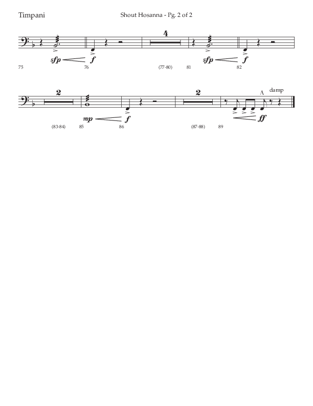 Shout Hosanna (Choral Anthem SATB) Timpani (Lifeway Choral / Arr. Craig Adams / Arr. Ken Barker / Arr. Danny Zaloudik / Orch. David Shipps)
