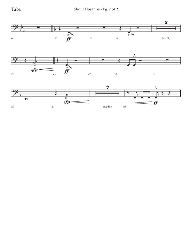 Shout Hosanna (Choral Anthem SATB) Tuba (Lifeway Choral / Arr. Craig Adams / Arr. Ken Barker / Arr. Danny Zaloudik / Orch. David Shipps)