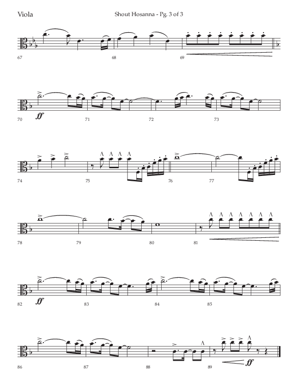 Shout Hosanna (Choral Anthem SATB) Viola (Lifeway Choral / Arr. Craig Adams / Arr. Ken Barker / Arr. Danny Zaloudik / Orch. David Shipps)