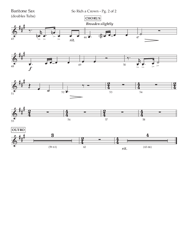 So Rich A Crown (Choral Anthem SATB) Bari Sax (Lifeway Choral / Arr. Cody McVey)