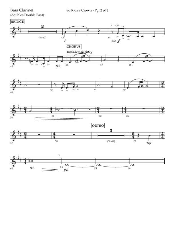 So Rich A Crown (Choral Anthem SATB) Bass Clarinet (Lifeway Choral / Arr. Cody McVey)