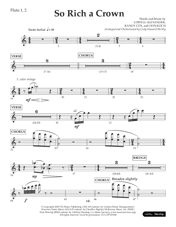 So Rich A Crown (Choral Anthem SATB) Flute 1/2 (Lifeway Choral / Arr. Cody McVey)