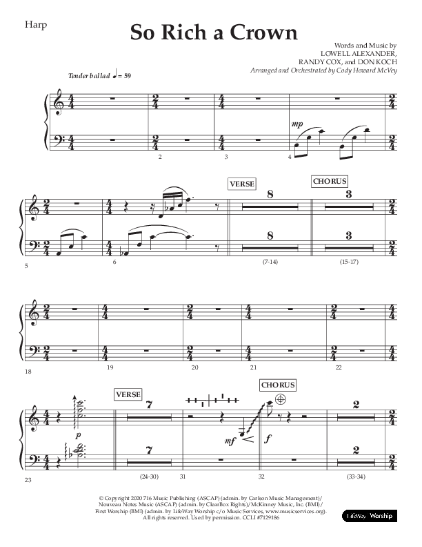 So Rich A Crown (Choral Anthem SATB) Harp (Lifeway Choral / Arr. Cody McVey)