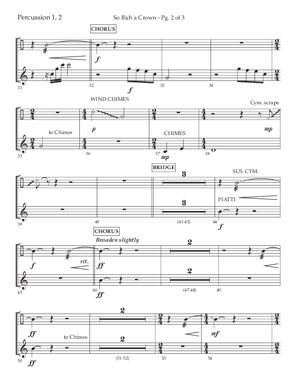 So Rich A Crown (Choral Anthem SATB) Percussion 1/2 (Lifeway Choral / Arr. Cody McVey)