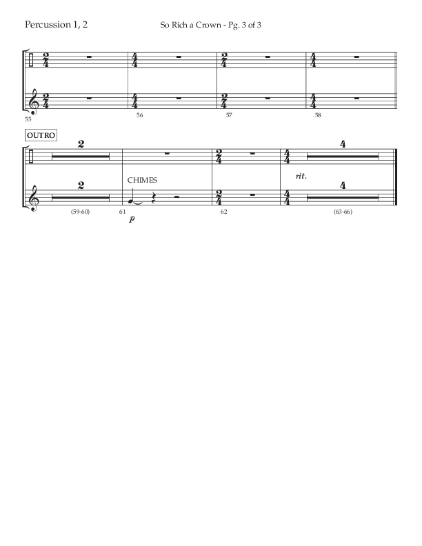 So Rich A Crown (Choral Anthem SATB) Percussion 1/2 (Lifeway Choral / Arr. Cody McVey)