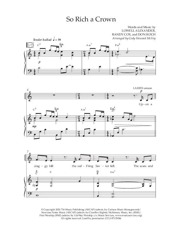 So Rich A Crown (Choral Anthem SATB) Anthem (SATB/Piano) (Lifeway Choral / Arr. Cody McVey)