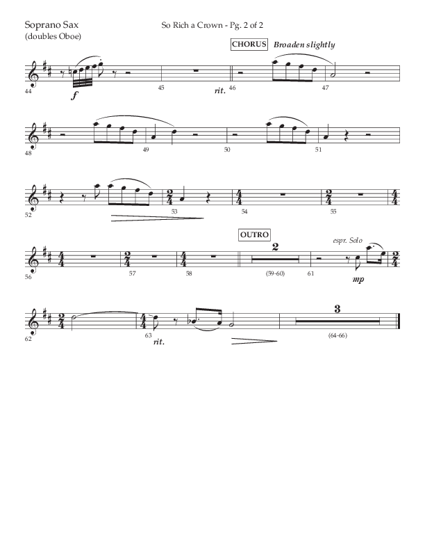So Rich A Crown (Choral Anthem SATB) Soprano Sax (Lifeway Choral / Arr. Cody McVey)