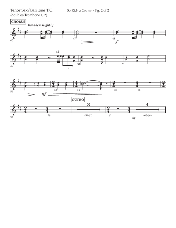 So Rich A Crown (Choral Anthem SATB) Tenor Sax/Baritone T.C. (Lifeway Choral / Arr. Cody McVey)