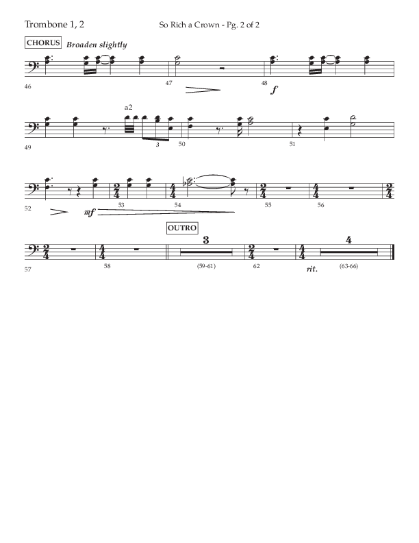 So Rich A Crown (Choral Anthem SATB) Trombone 1/2 (Lifeway Choral / Arr. Cody McVey)
