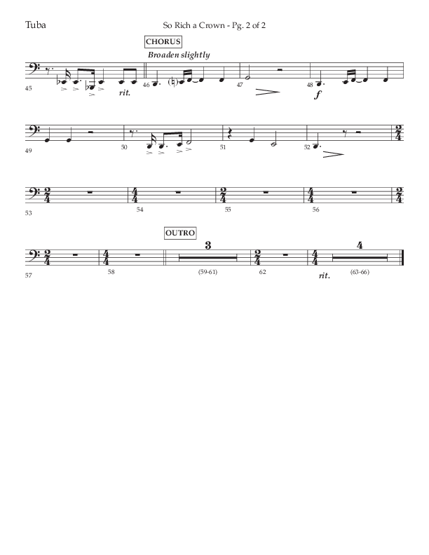 So Rich A Crown (Choral Anthem SATB) Tuba (Lifeway Choral / Arr. Cody McVey)
