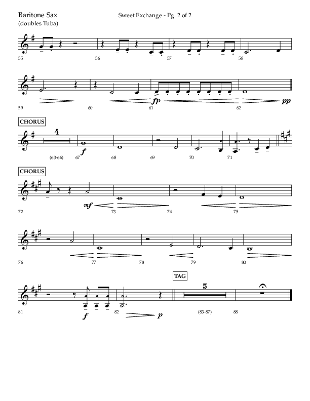 Sweet Exchange (Psalm 51) (Choral Anthem SATB) Bari Sax (Lifeway Choral / Arr. John Bolin / Orch. Philip Keveren)