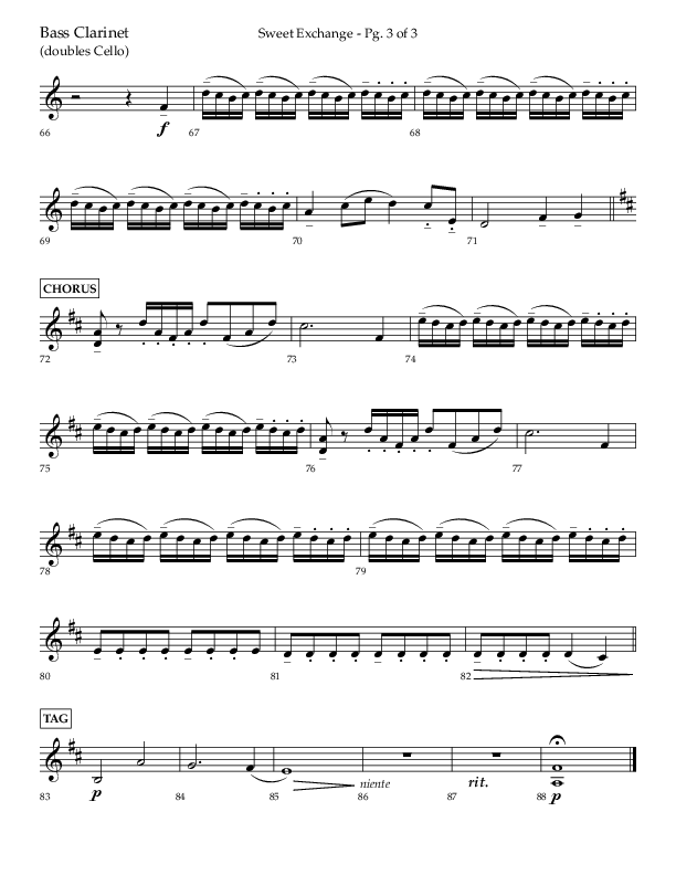 Sweet Exchange (Psalm 51) (Choral Anthem SATB) Bass Clarinet (Lifeway Choral / Arr. John Bolin / Orch. Phillip Keveren)