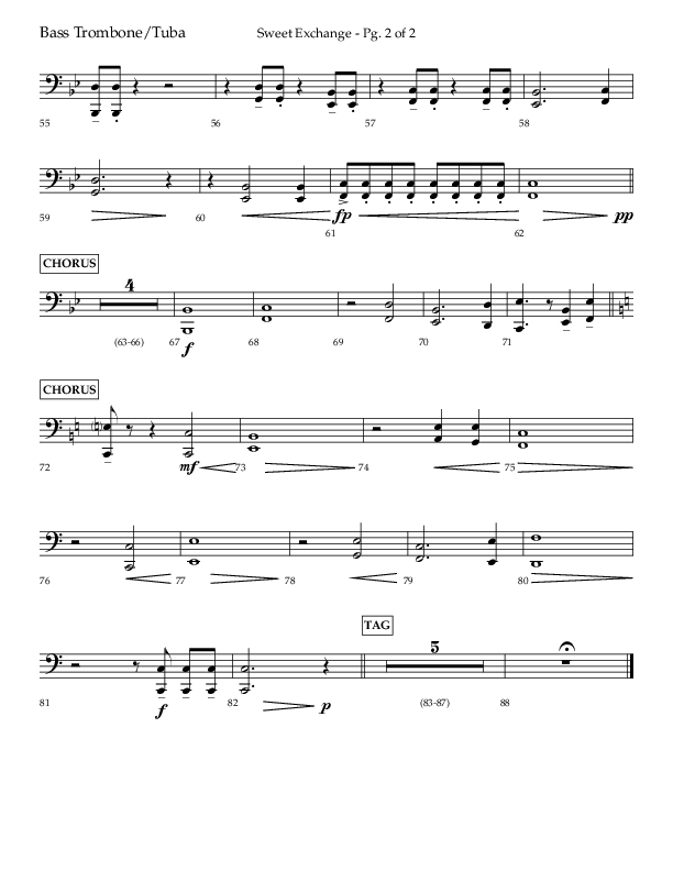 Sweet Exchange (Psalm 51) (Choral Anthem SATB) Bass Trombone, Tuba (Lifeway Choral / Arr. John Bolin / Orch. Phillip Keveren)