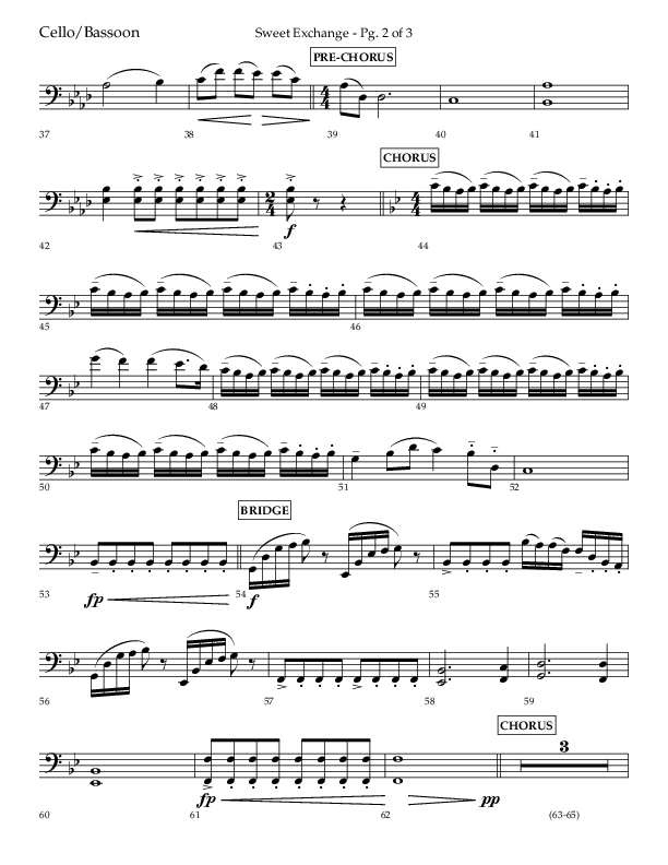 Sweet Exchange (Psalm 51) (Choral Anthem SATB) Cello (Lifeway Choral / Arr. John Bolin / Orch. Phillip Keveren)