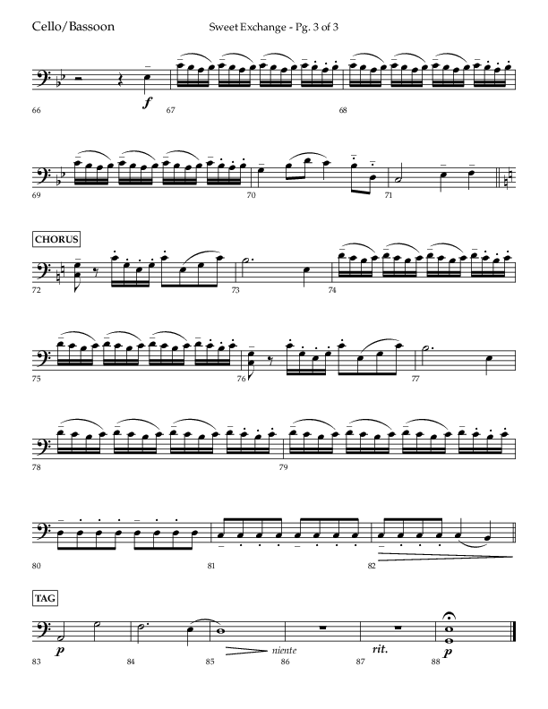 Sweet Exchange (Psalm 51) (Choral Anthem SATB) Cello (Lifeway Choral / Arr. John Bolin / Orch. Phillip Keveren)